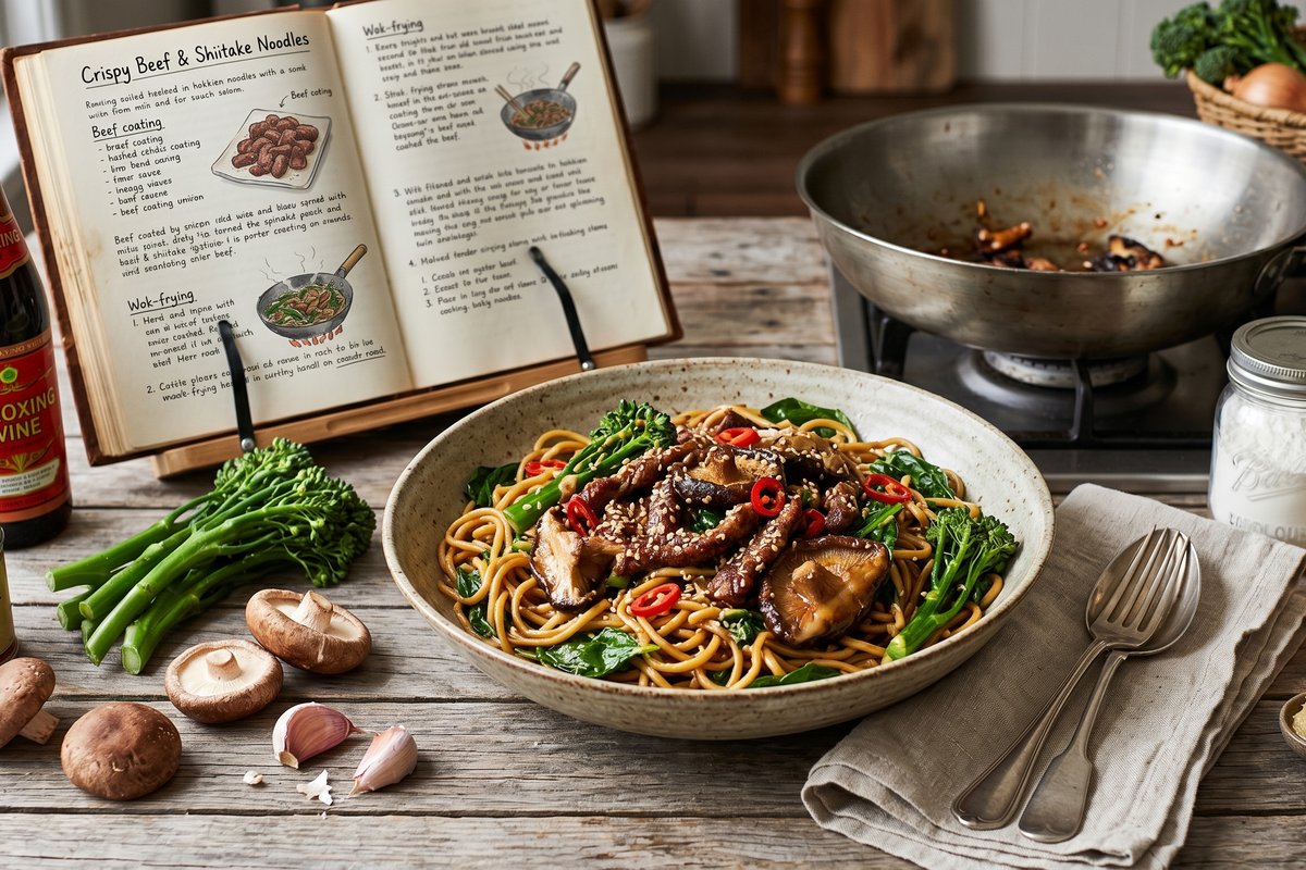 Crispy Beef & Shiitake Noodles