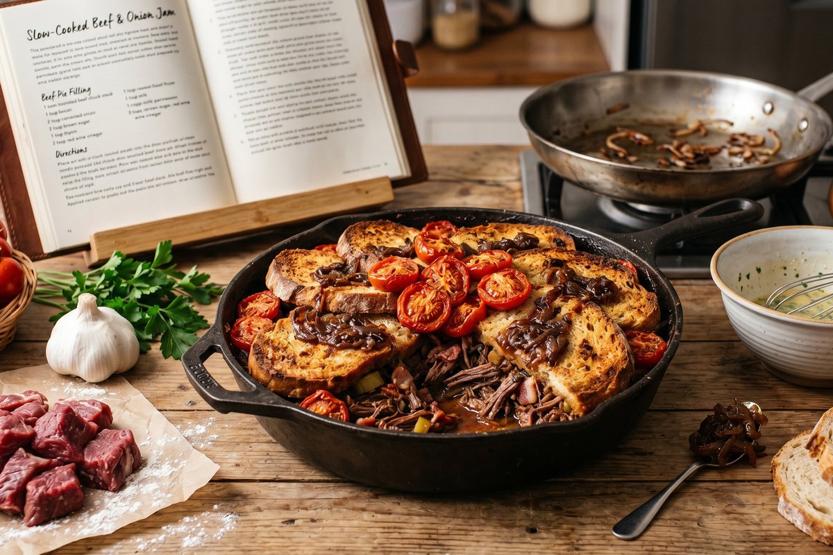 Crunchy Top Slow-Cooked Beef & Onion Jam