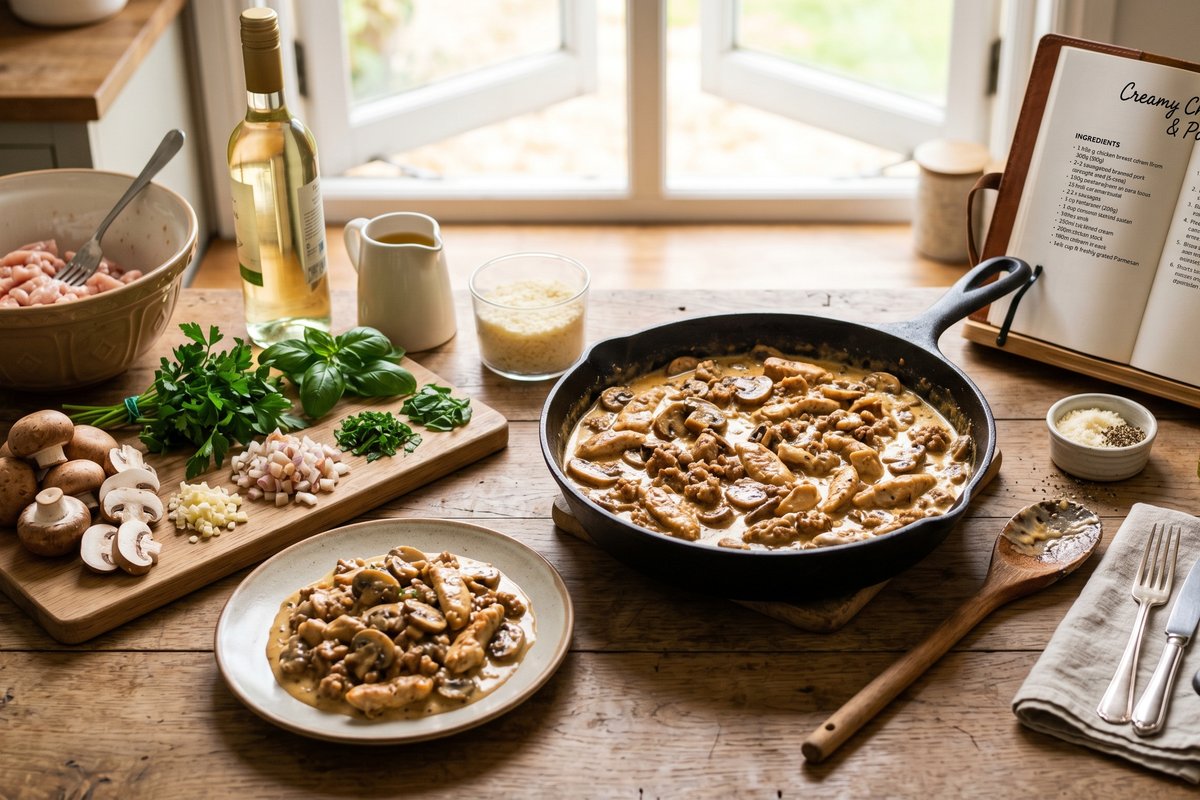 Creamy Chicken, Mushroom & Pork Sausage