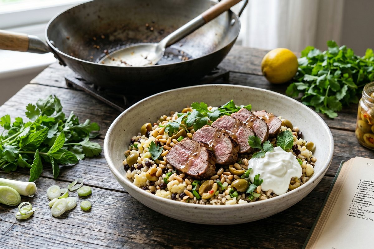 Lamb with Olive & Cauliflower Pilaf