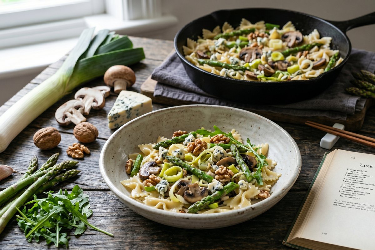 Leek & mushroom pasta