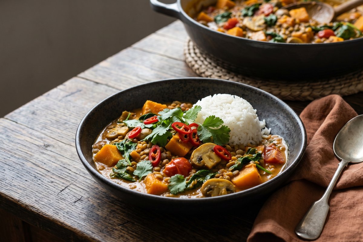 Pumpkin, Lentil & Mushroom Curry