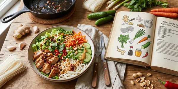 Asian Noodle Salad with Chicken & Peanut Dressing