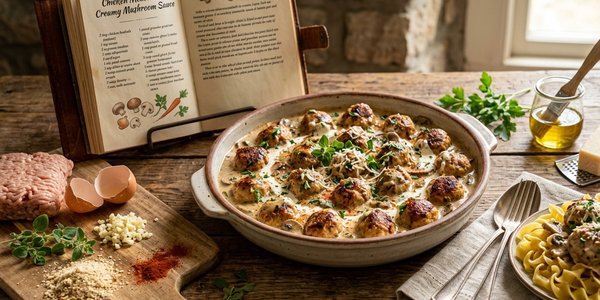 Chicken Meatballs in Creamy Mushroom Sauce