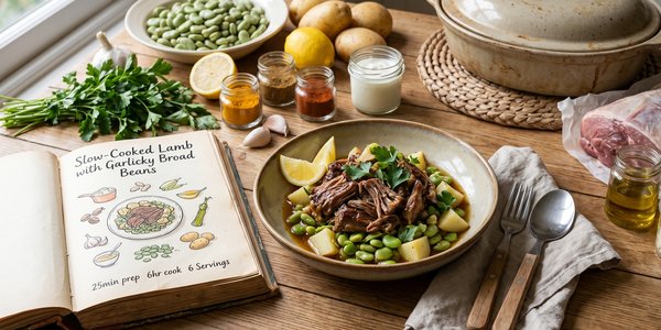 Slow-Cooked Lamb with Garlicky Broad Beans