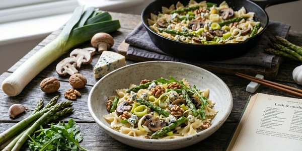 Leek & mushroom pasta