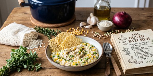 Vegetable Risotto with Parmesan Wafers