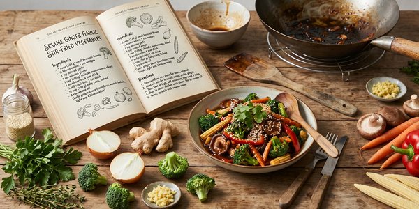 Sesame Ginger Garlic Stir-Fried Vegetables