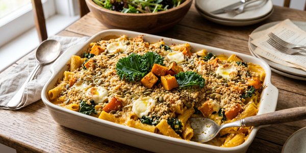 Creamy Vegetarian Pumpkin Pasta Bake