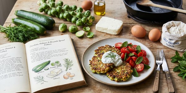 Zucchini, Haloumi & Brussels Sprout Fritters